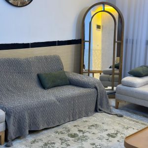 شال مبل سنگین بافت برجسته نخ اکریلیک ترک خاکستری طوسی