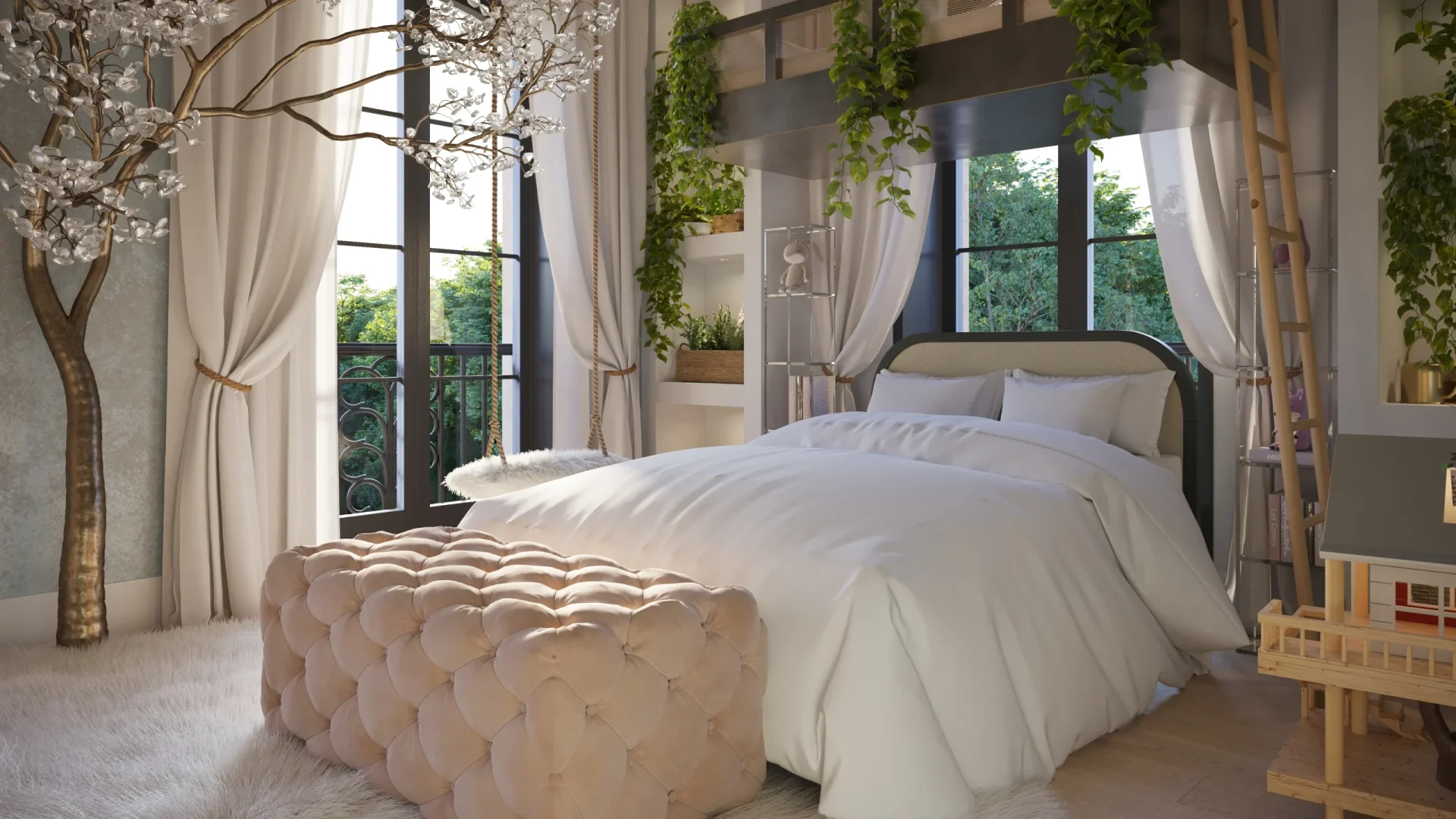 Luxurious bedspread in the bedroom